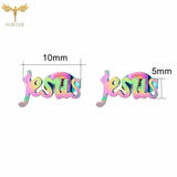 Religious Jesus Letter Stud Earrings Stainless Steel Unisex Couple Set