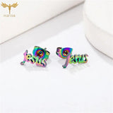 Religious Jesus Letter Stud Earrings Stainless Steel Unisex Couple Set