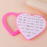 36 Pairs Heart Moon Stud Earrings Set for Girls Lady Ear Jewelry