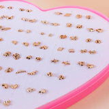36 Pairs Heart Moon Stud Earrings Set for Girls Lady Ear Jewelry