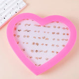36 Pairs Heart Moon Stud Earrings Set for Girls Lady Ear Jewelry