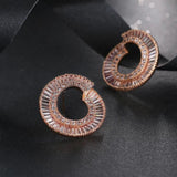 Big Circle Stud Earrings White/Rose Women Ear Stud