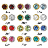 12pairs Birthstone Gem Ear Piercing Stud Body Jewelry Silver&Gold Color