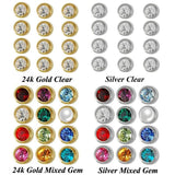 12pairs Birthstone Gem Ear Piercing Stud Body Jewelry Silver&Gold Color