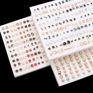 100 Pairs Multi-style Crystal Stud Earrings Set for Women Girls