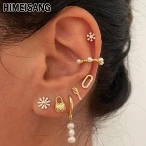 Zircon Stud Earrings for Women, Plated Piercing Small Jewelry