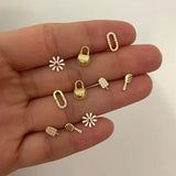 Zircon Stud Earrings for Women, Plated Piercing Small Jewelry