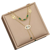 316L Stainless Steel Heart Flower Green Stone Jewelry Set