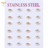 Mother Daughter Love Earrings Set, 2 Hearts Ear Studs, Stainless Steel Earings