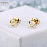 Mother Daughter Love Earrings Set, 2 Hearts Ear Studs, Stainless Steel Earings