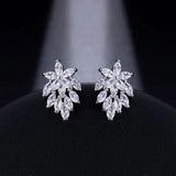 Crystal Flower CZ Earrings for Women - Gorgeous Party Wedding Jewelry