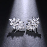 Crystal Flower CZ Earrings for Women - Gorgeous Party Wedding Jewelry