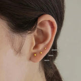 925 Silver Mini Sphere Ball Stud Earrings Set Hypoallergenic Cartilage Piercing