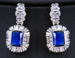 Large Sparkling Big Zircon Crystal Earrings 4 Colors Girls Wedding