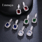 Large Sparkling Big Zircon Crystal Earrings 4 Colors Girls Wedding