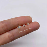 925 Silver 3/4/5mm Zircon Flower Stud Earrings Set For Women
