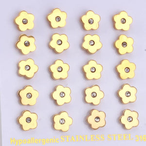 10Pairs Dainty CZ Stud Earring Stainless Steel Bling Crystal