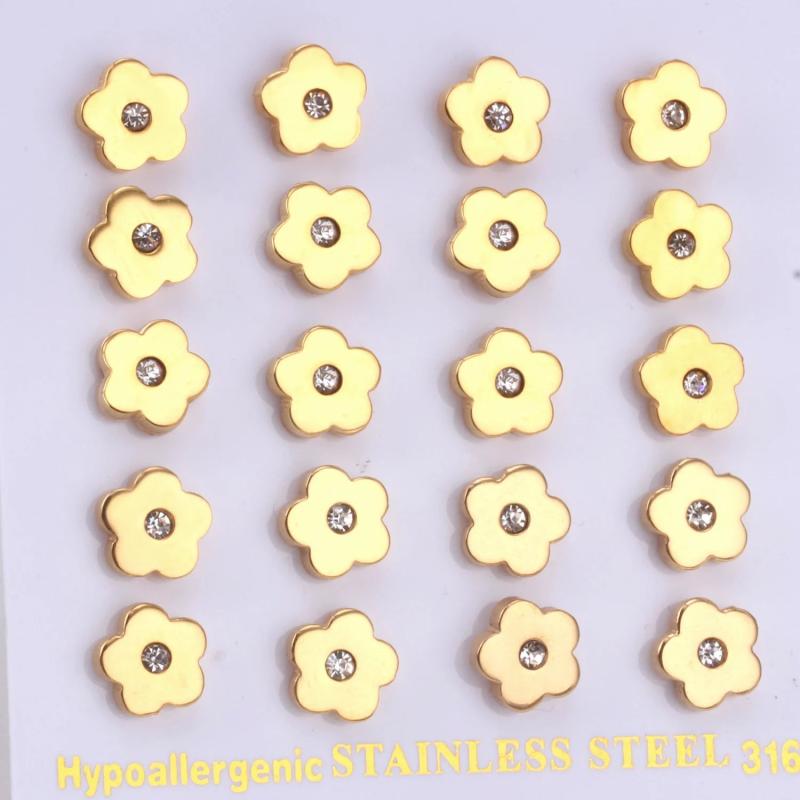 10Pairs Dainty CZ Stud Earring Stainless Steel Bling Crystal