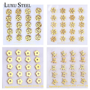 10Pairs Dainty CZ Stud Earring Stainless Steel Bling Crystal
