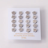 10Pairs Dainty CZ Stud Earring Stainless Steel Bling Crystal