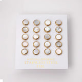 10Pairs Stainless Steel Shell Stud Earrings Set Round 8MM