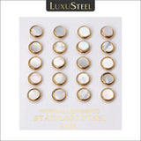 10Pairs Stainless Steel Shell Stud Earrings Set Round 8MM
