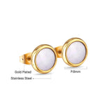 10Pairs Stainless Steel Shell Stud Earrings Set Round 8MM
