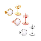 10Pairs Stainless Steel Shell Stud Earrings Set Round 8MM