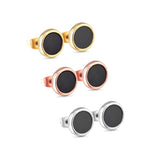 10Pairs Stainless Steel Shell Stud Earrings Set Round 8MM