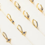 5pcs Devil's Eye Zirconia Stud Hoop Set Asymmetrical Jewelry