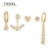 5pcs Devil's Eye Zirconia Stud Hoop Set Asymmetrical Jewelry