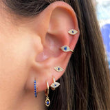 5pcs Devil's Eye Zirconia Stud Hoop Set Asymmetrical Jewelry