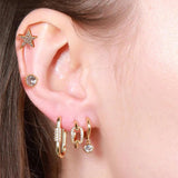 5pcs Devil's Eye Zirconia Stud Hoop Set Asymmetrical Jewelry