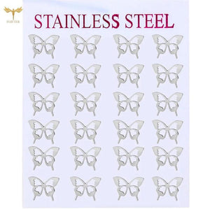 Butterfly Earrings Set Stainless Steel Ear Stud for Women Girls