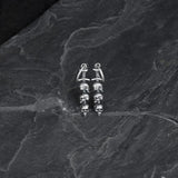 Gothic Sword Piercing Three Skull Earrings 925 Sterling Silver
