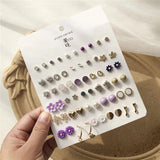 30 Pairs Geometric Crystal Stud Earrings Wedding Jewelry