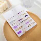 30 Pairs Geometric Crystal Stud Earrings Wedding Jewelry