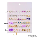 30 Pairs Geometric Crystal Stud Earrings Wedding Jewelry