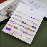 30 Pairs Geometric Crystal Stud Earrings Wedding Jewelry