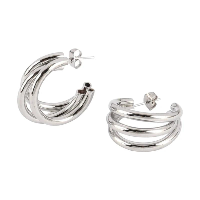 316L Stainless Steel Hoop Earrings Geometric Snake Sun Pendant Jewelry