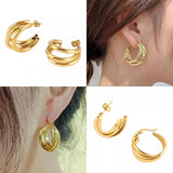 316L Stainless Steel Hoop Earrings Geometric Snake Sun Pendant Jewelry