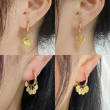 316L Stainless Steel Hoop Earrings Geometric Snake Sun Pendant Jewelry