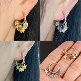 316L Stainless Steel Hoop Earrings Geometric Snake Sun Pendant Jewelry