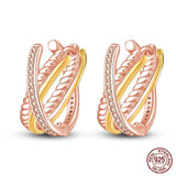 925 Silver Rose Heart CZ Hoop Earrings for Women