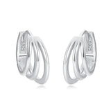 TrustDavis 925 Silver 18k 3-Layer Charm Hoop Earrings Wedding Jewelry