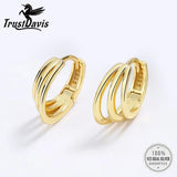 TrustDavis 925 Silver 18k 3-Layer Charm Hoop Earrings Wedding Jewelry