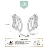 TrustDavis 925 Silver 18k 3-Layer Charm Hoop Earrings Wedding Jewelry