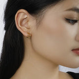 TrustDavis 925 Silver 18k 3-Layer Charm Hoop Earrings Wedding Jewelry
