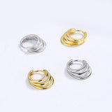 TrustDavis 925 Silver 18k 3-Layer Charm Hoop Earrings Wedding Jewelry