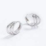 TrustDavis 925 Silver 18k 3-Layer Charm Hoop Earrings Wedding Jewelry